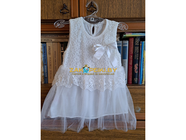 Кружевное белое платье (6мес-1.2года), б.у - 1