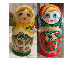 Матрешка-сувенир-2шт, деревянная, высота 16.5-17.5см