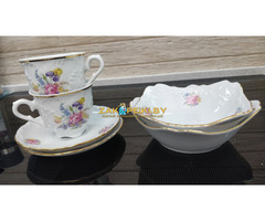 Польский фарфор: 2 чайные пары + 2 салатника