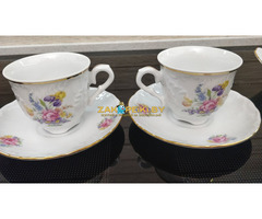 Польский фарфор: 2 чайные пары + 2 салатника