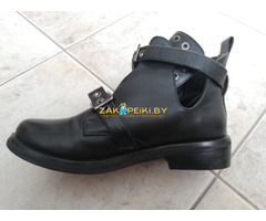 Модные ботинки в байкерском стиле чёрного цвета с пряжками, р36 - 6