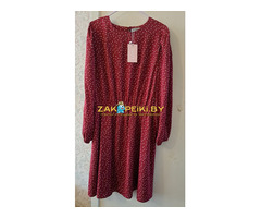 Платье в горошек вечернее, бордо, р.50-52, новое